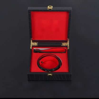 Crimson Authority – Crocodile-Textured Collar & Leash Set