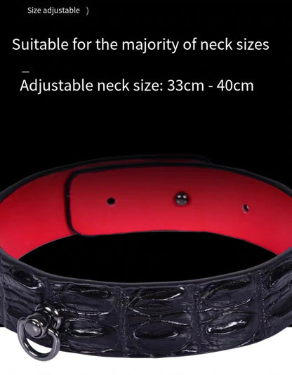 Crimson Authority – Crocodile-Textured Collar & Leash Set