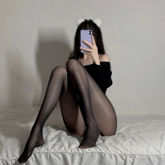 Heat Seal - Glossy Black Tights