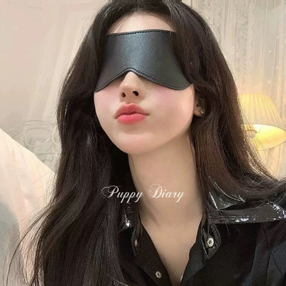 Blindfold Echo –– Black PU Eye Mask